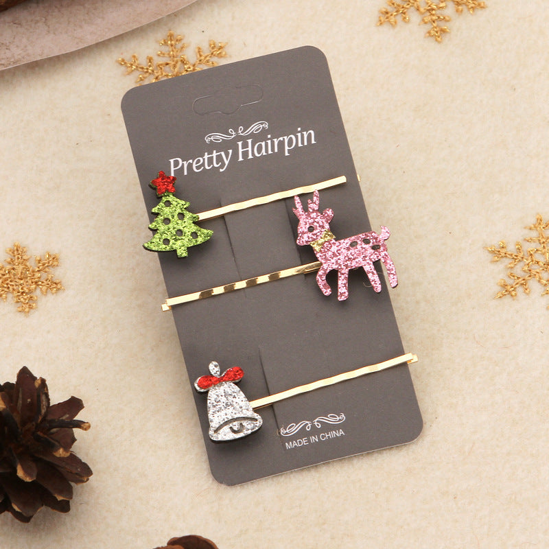 Christmas Festival Cute Elk Christmas Tree Bell Barrettes