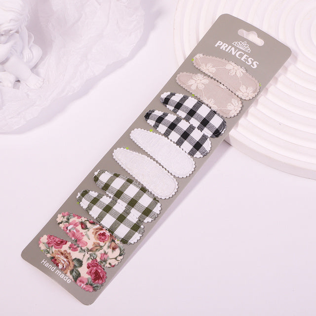 Women's Fashion Embroidered Print Teardrop Hair Clip