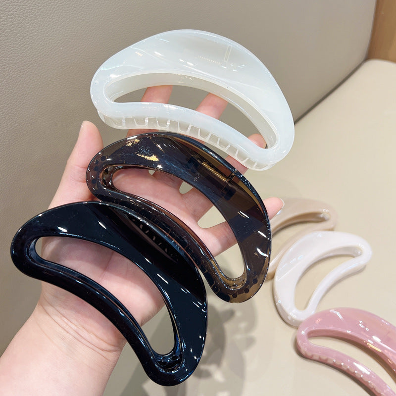 Simple Large Hollow Jelly Crescent Barrettes