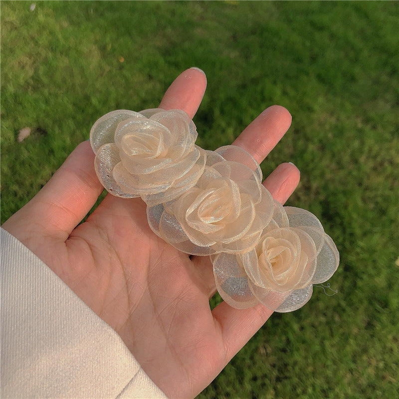 Summer Camellia Barrettes Flower Back Head Head Clip