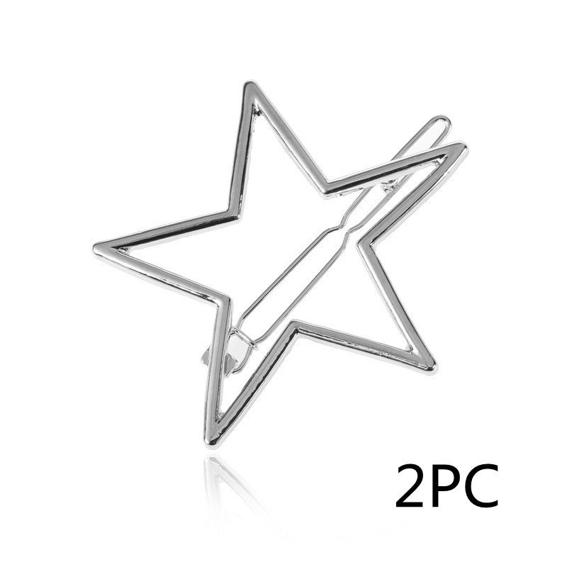 Women's Fashion Glossy Hollow Five-pointed Star Alloy Hair Clip