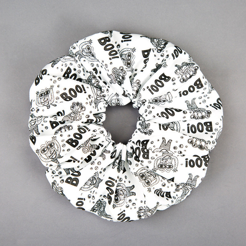 Halloween Series Cartoon Printed Wide-brimmed Pleated Hair Ring