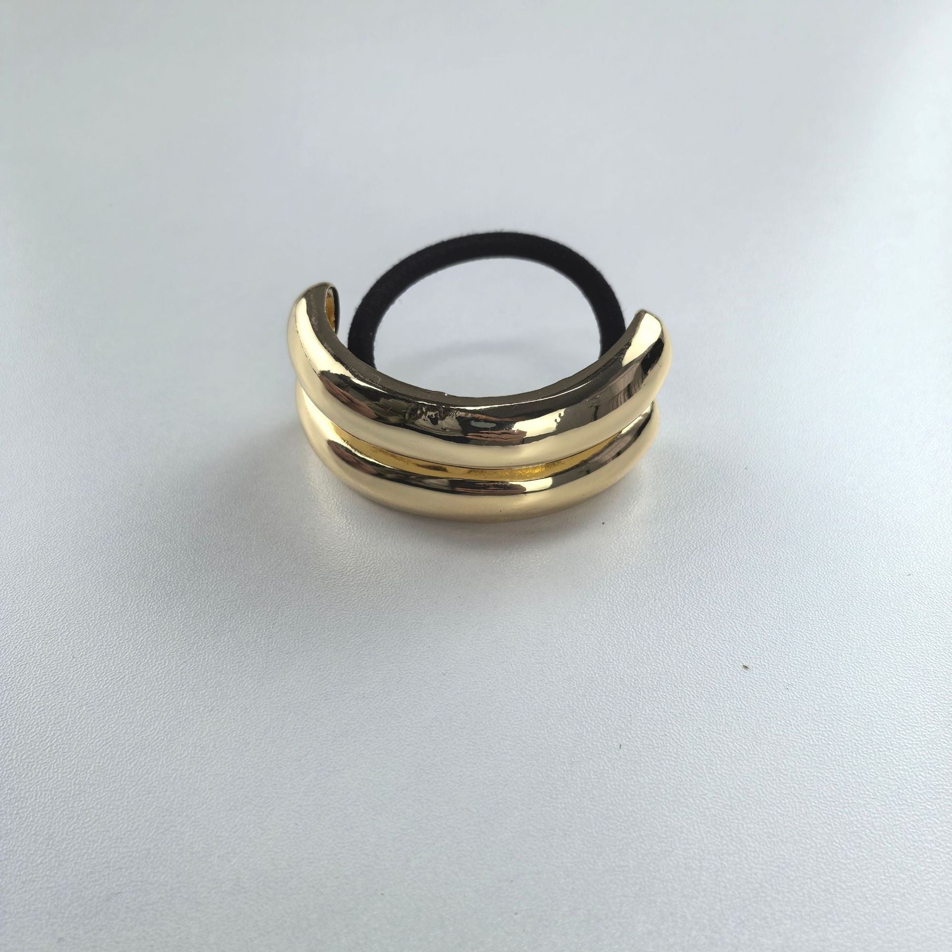 Minimalist Alloy Ring Semi-curved Hair Ring Online Influencer Head String High-end Leather Case Hair Rope
