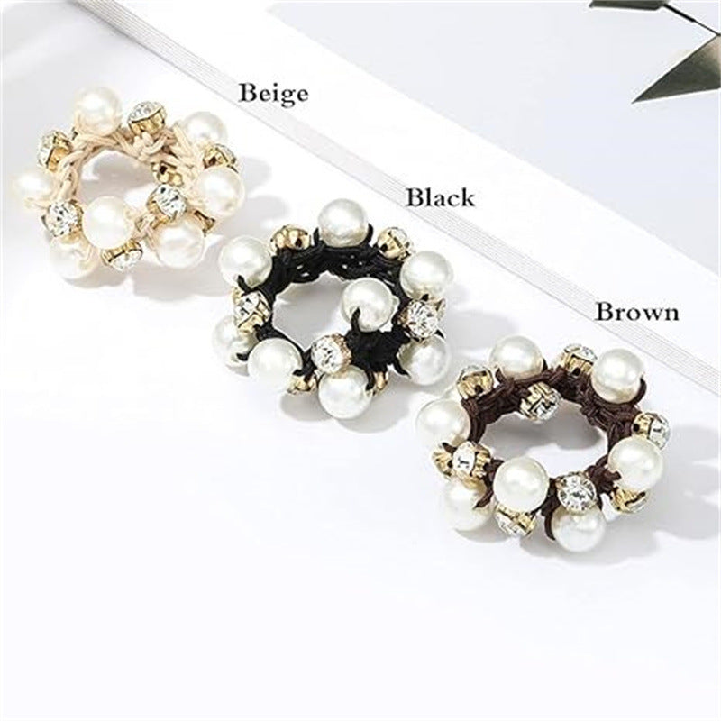 Elegant Pearl Hair Ring Horsetail Headwear