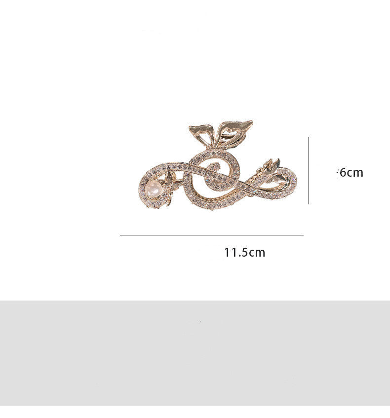 Rhinestone Note Barrettes Female Updo Back Head Grip High-grade Sense Shark Clip Hair Clip Grip Hair Volume More Summer