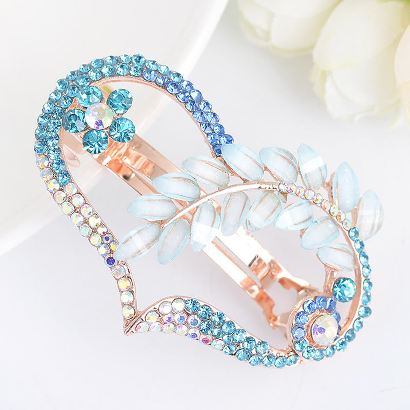 Korean Style Flower Rhinestone-embedded Barrettes Exquisite Head Clip Spring Clip