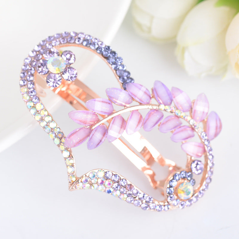 Korean Style Flower Rhinestone-embedded Barrettes Exquisite Head Clip Spring Clip