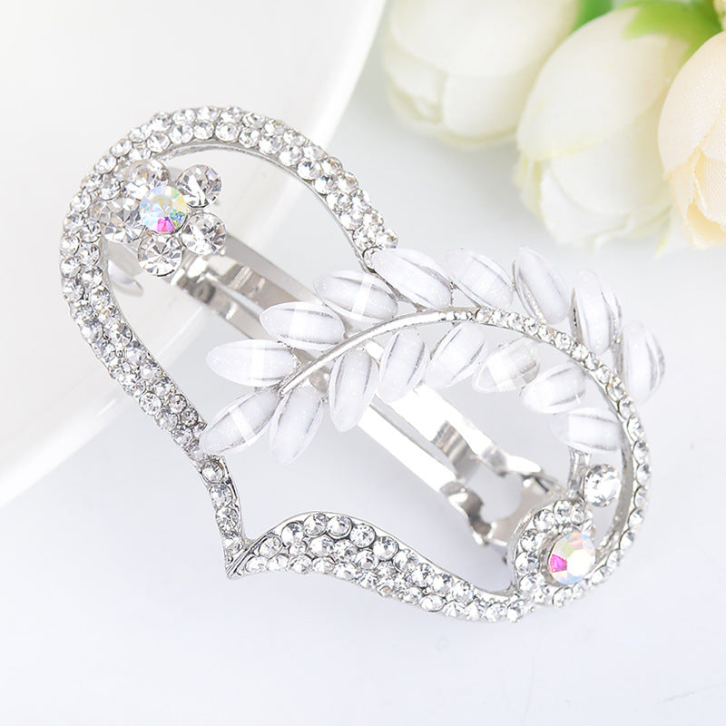 Korean Style Flower Rhinestone-embedded Barrettes Exquisite Head Clip Spring Clip