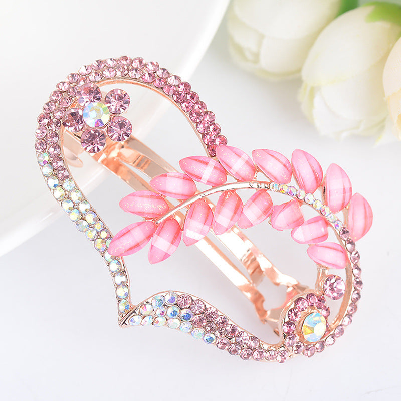 Korean Style Flower Rhinestone-embedded Barrettes Exquisite Head Clip Spring Clip
