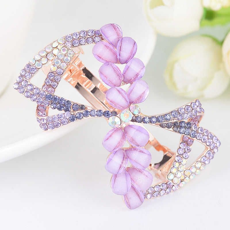 Korean Style Flower Rhinestone-embedded Barrettes Exquisite Head Clip Spring Clip