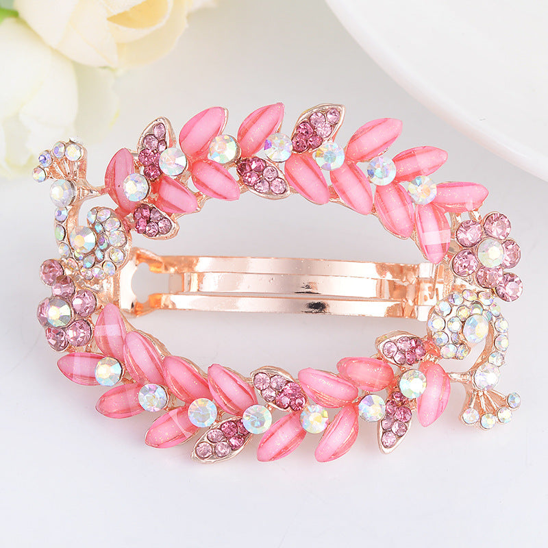 Korean Style Flower Rhinestone-embedded Barrettes Exquisite Head Clip Spring Clip