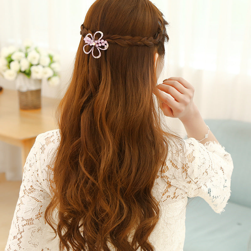 Korean Style Flower Rhinestone-embedded Barrettes Exquisite Head Clip Spring Clip