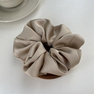 Cream Texture Silky Satin French Black Large Intestine Hair Ring
