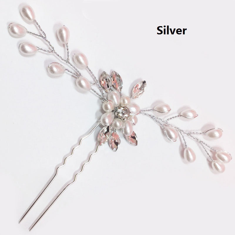 Korean bride handmade pearl crystal Clip Wedding headdress hairpin pin U