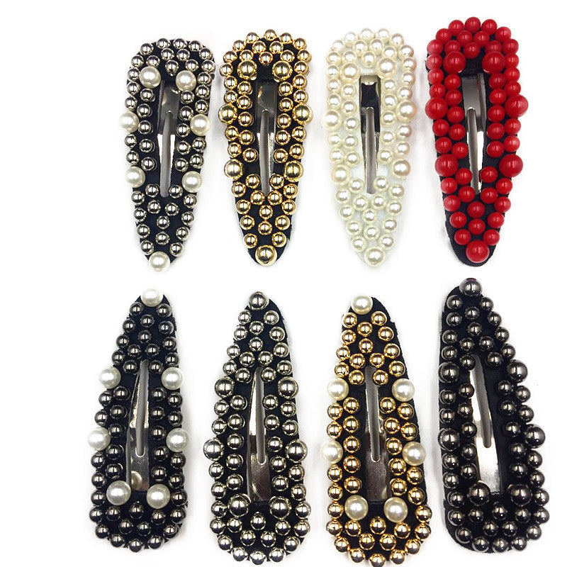 Women's Rivet Droplet Pearl Bb Versatile Hair Clip