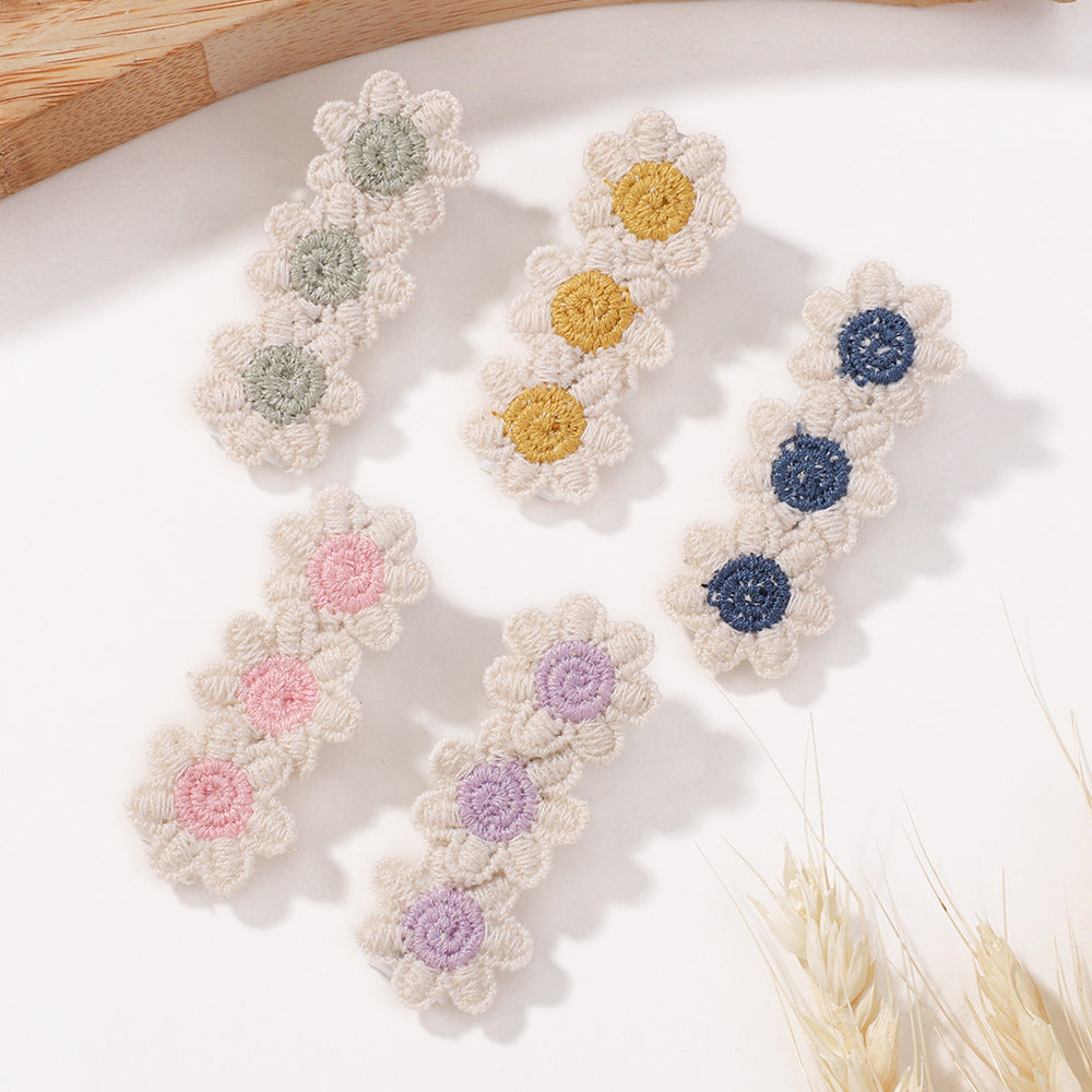 Retro Linen SUNFLOWER Children's Barrettes