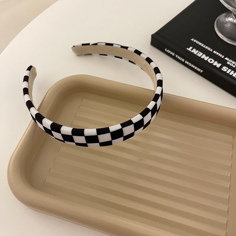 Modern Checkerboard Series Hair Accessories Black And White Lattice Large Intestine Ring
