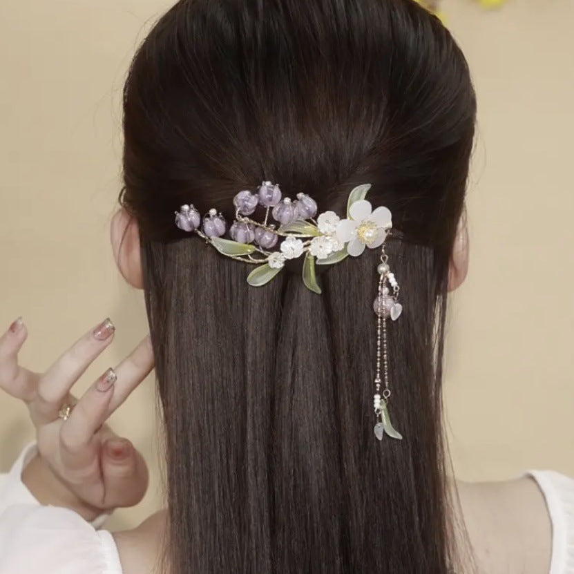 Best Women's Antique Purple Bell Orchid Side Hair Clip