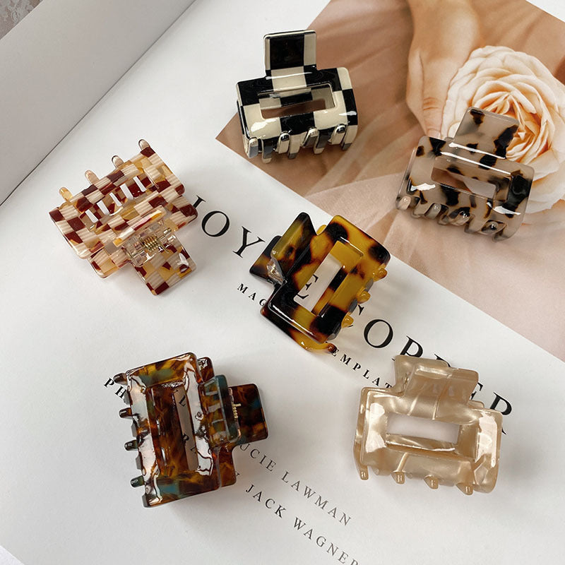 Chessboard Plaid Barrettes Women's Small Size Headdress