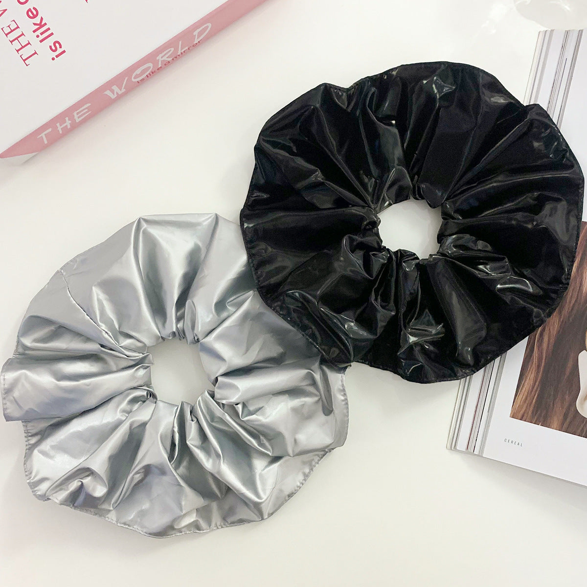 Women's Fashionable All-match Leather Pleated Large Intestine Hair Ring