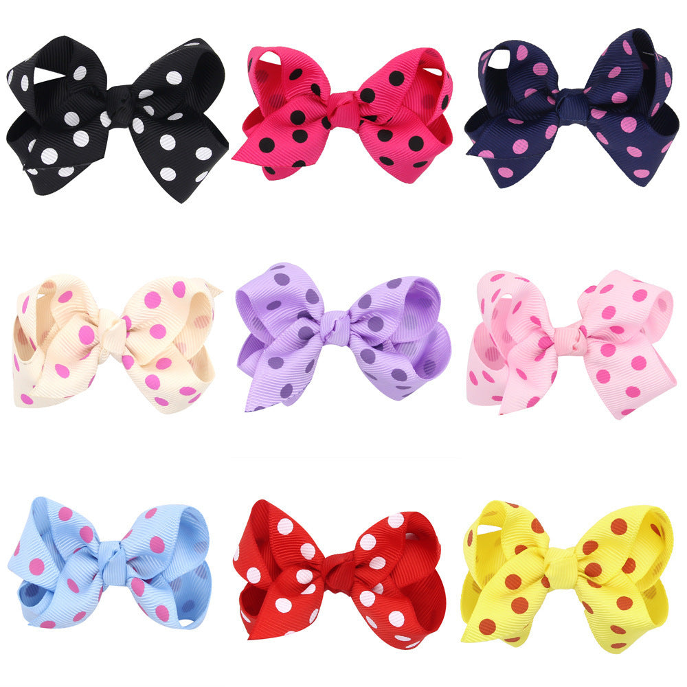 Girls' Polka Dot Print Bow Hair Clip