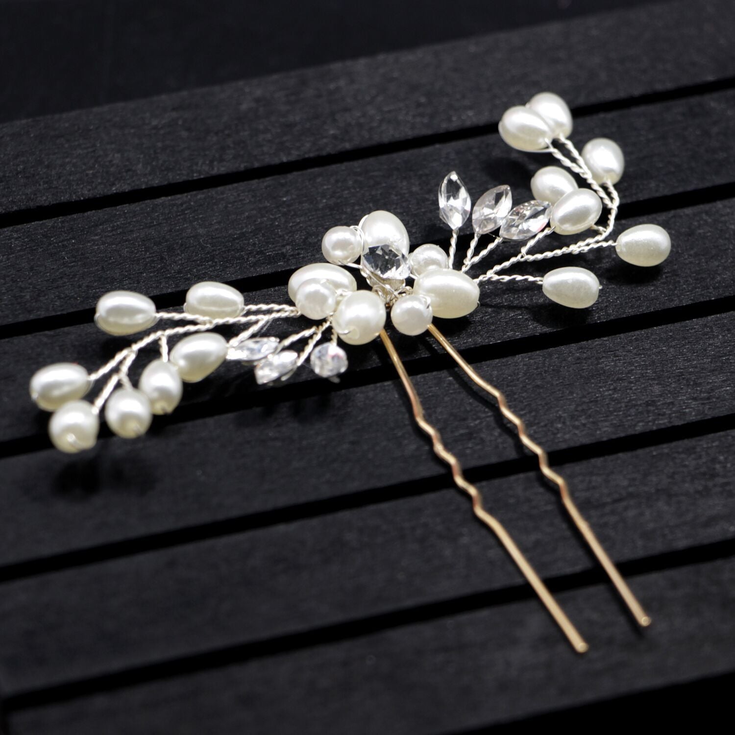 Korean bride handmade pearl crystal Clip Wedding headdress hairpin pin U