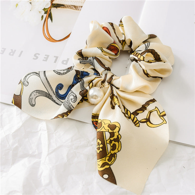 Pearl Pendant Large Intestine Scrunchies Hair Knot Knotted Big Bow Hair Rope