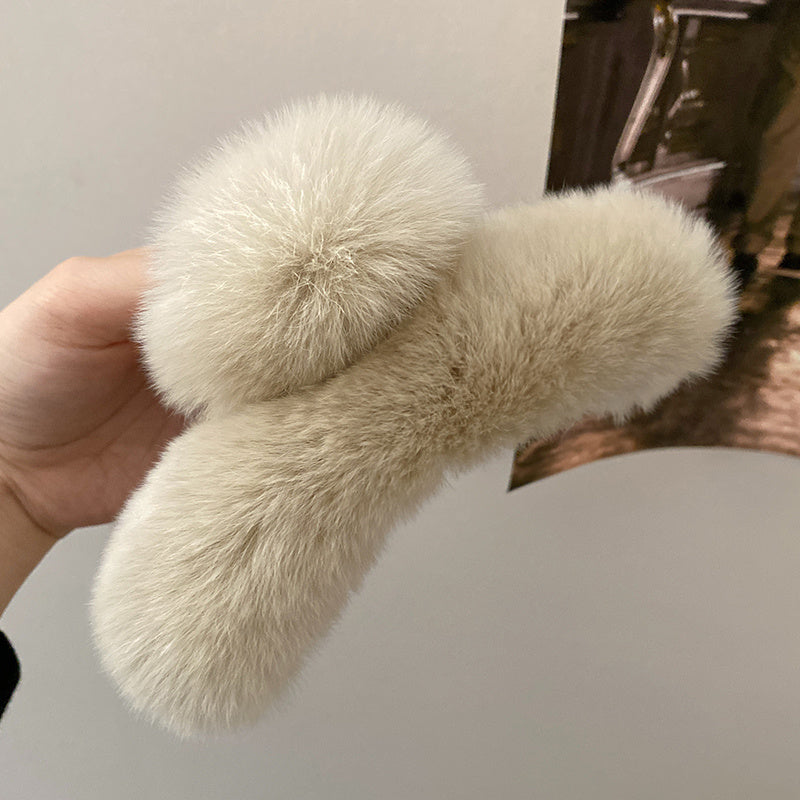 Oversized Rabbit Plush Grab Clip Senior Sense Light Luxury Hair Clip Female