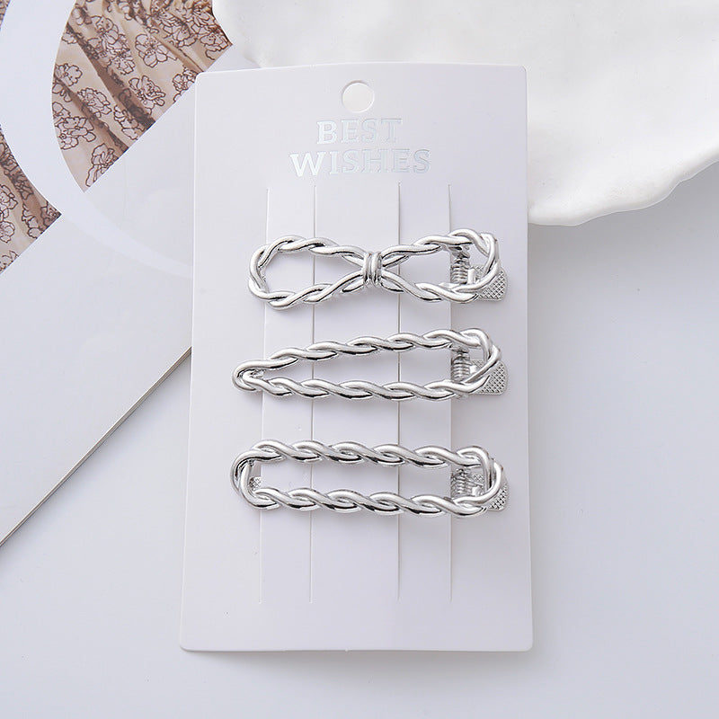 Cold Wind Metal Barrettes Silver Shaped Wave