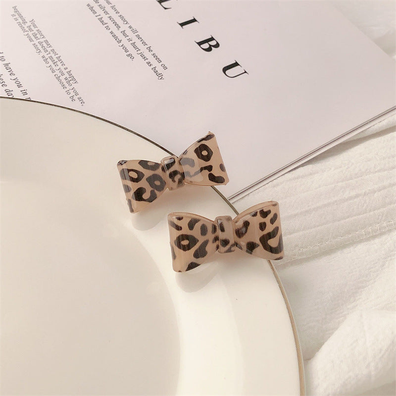 Bow Leopard Print Hair Pin All-match Side Clip