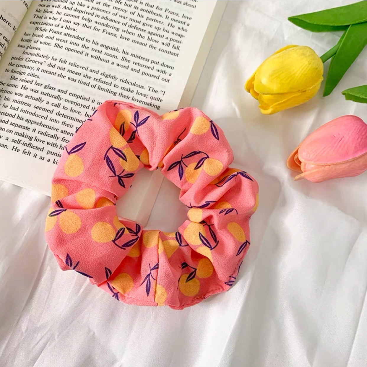 Korean Fruit Pig Large Intestine Hair Ring Organza Cute Japanese Rubber Band Female Tie