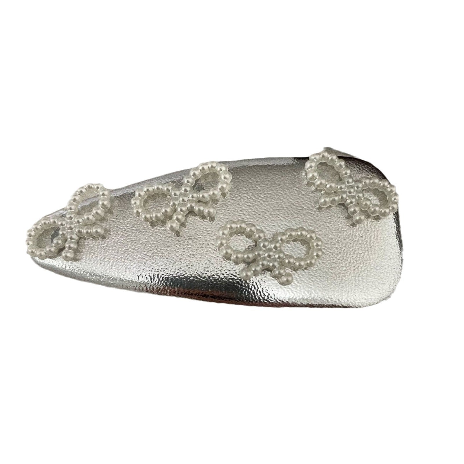 Leather Pearl Barrettes Women's Bow