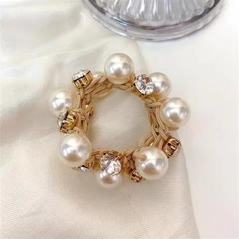 Elegant Pearl Hair Ring Horsetail Headwear