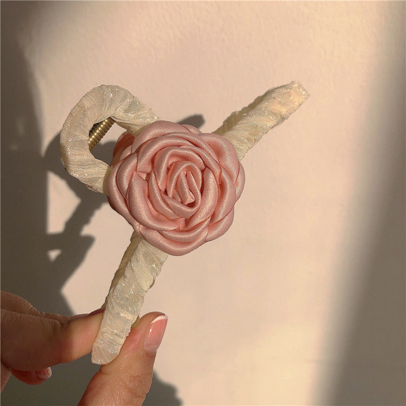 Super Fairy Sweet Girl Fabric Rose Hair Clip
