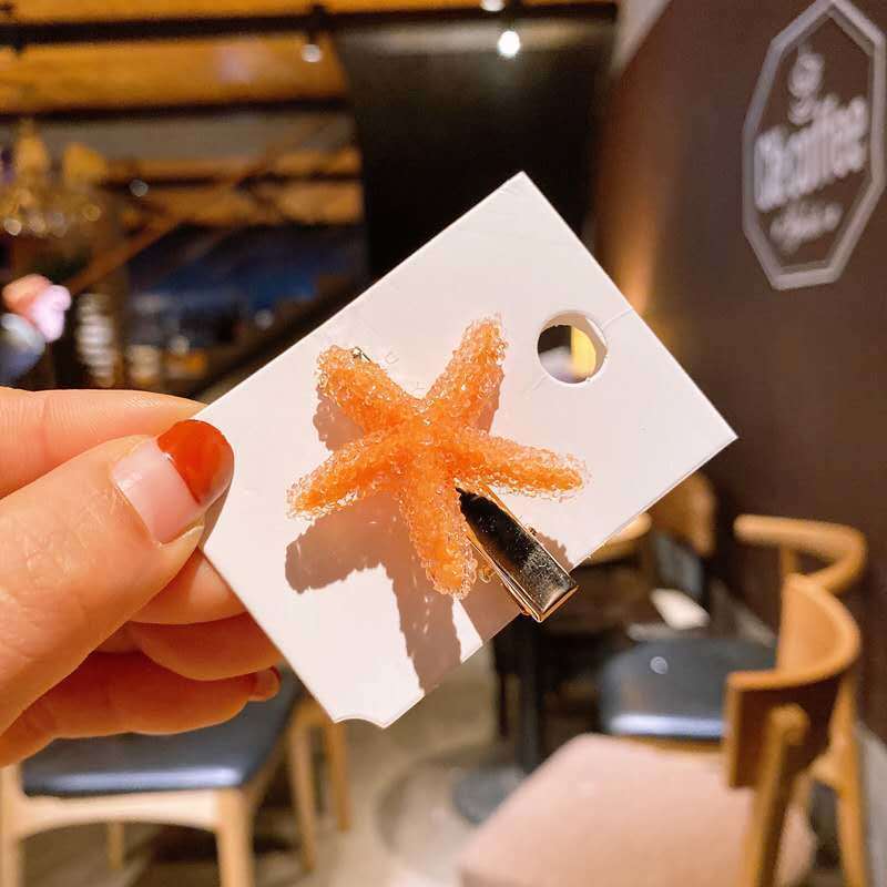 Korean Crystal Starfish Hair Clip Ladies Side Clip Duckbill Clip Macaron Hair Clip