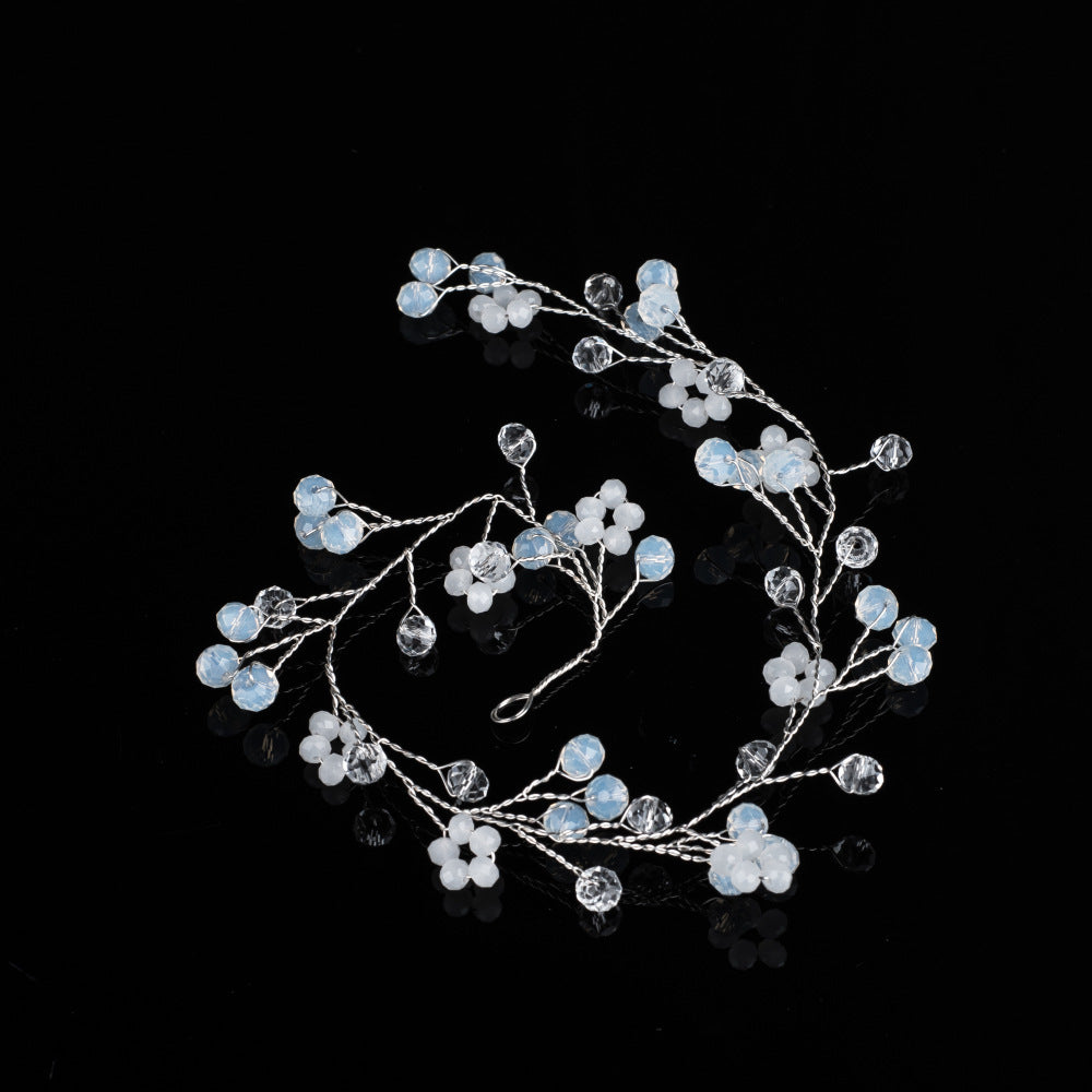 Bride Wedding Accessories Handmade Crystal Beaded  Soft Chain Belt Hoop