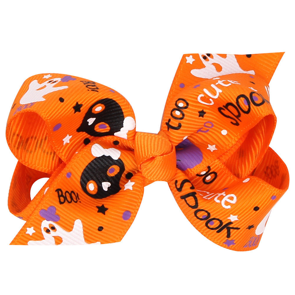 Children's Fashion Halloween Cartoon Print Bow Barrettes