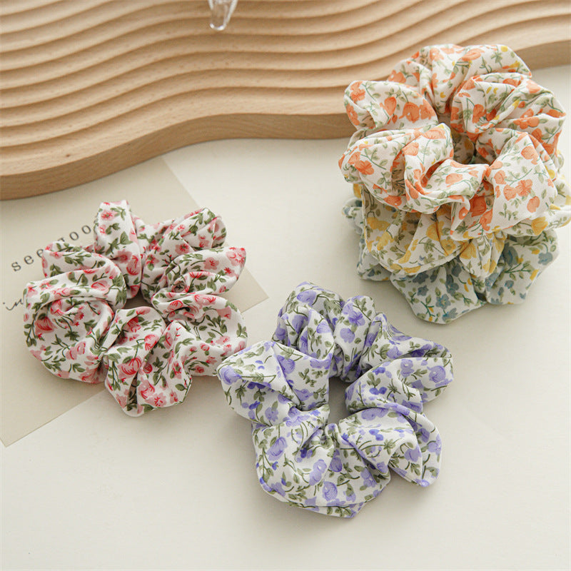 Catharanthus Roseus Blue Flower Chiffon Large Intestine Hair Ring
