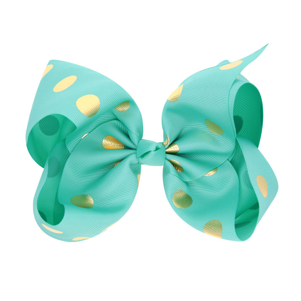 8 Inch Large Bronzing Dot Bow Hair Clip