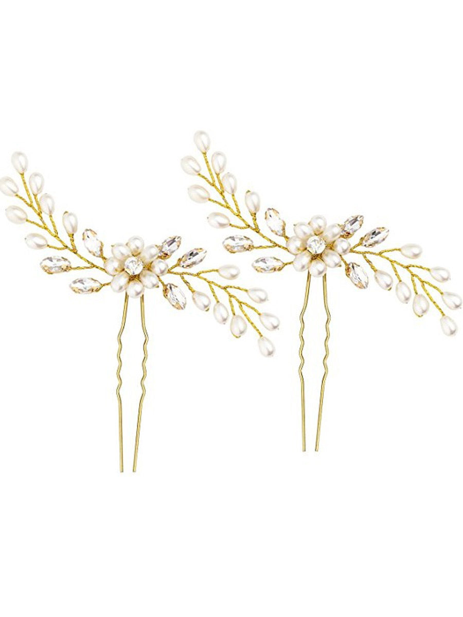 Korean bride handmade pearl crystal Clip Wedding headdress hairpin pin U