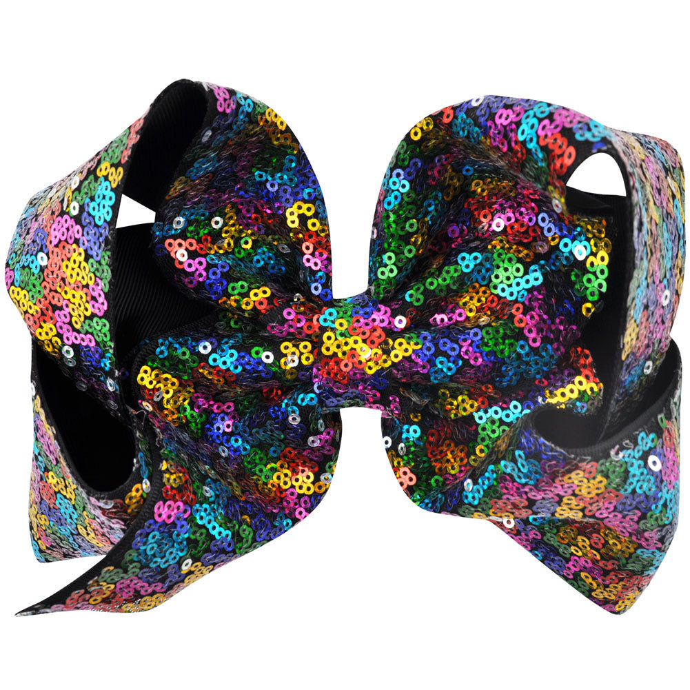 Women's Solid Color Sequin Big Bow Hair Clip