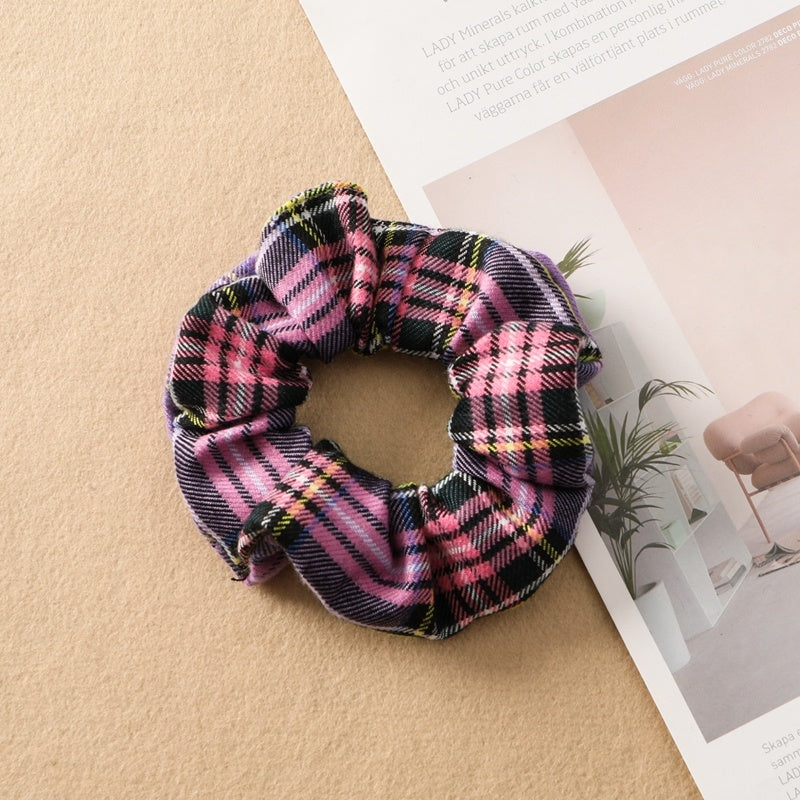 Best Plaid Print Large Intestine Ring Women's Hair Tie