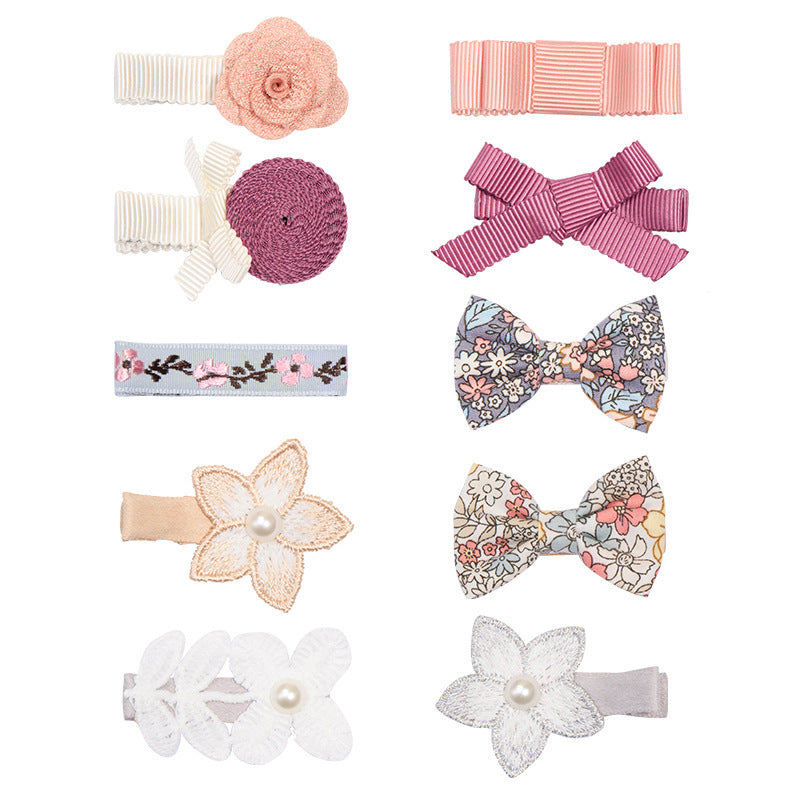 Japanese And Korean Girls Flower Bow Tie Children Korean Style Lace Pearl Barrettes Suit
