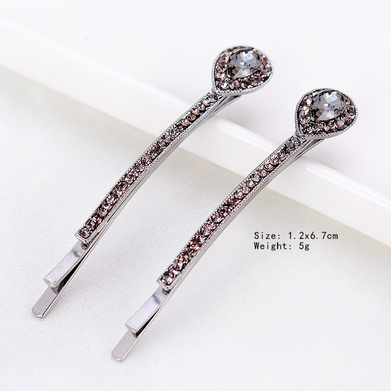 Water Drop Diamond Hair Accessories Simple Temperament Pure Color Barrettes