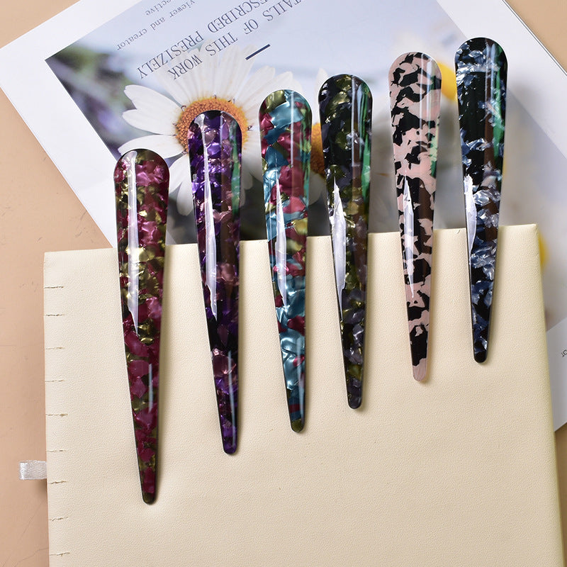 Best Ornament Korean Style Acrylic Barrettes Tweezers Large Ox Horn Hairpin French Version Grip