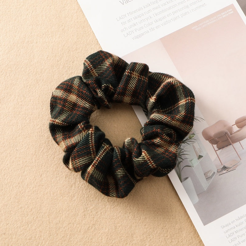 Best Plaid Print Large Intestine Ring Women's Hair Tie