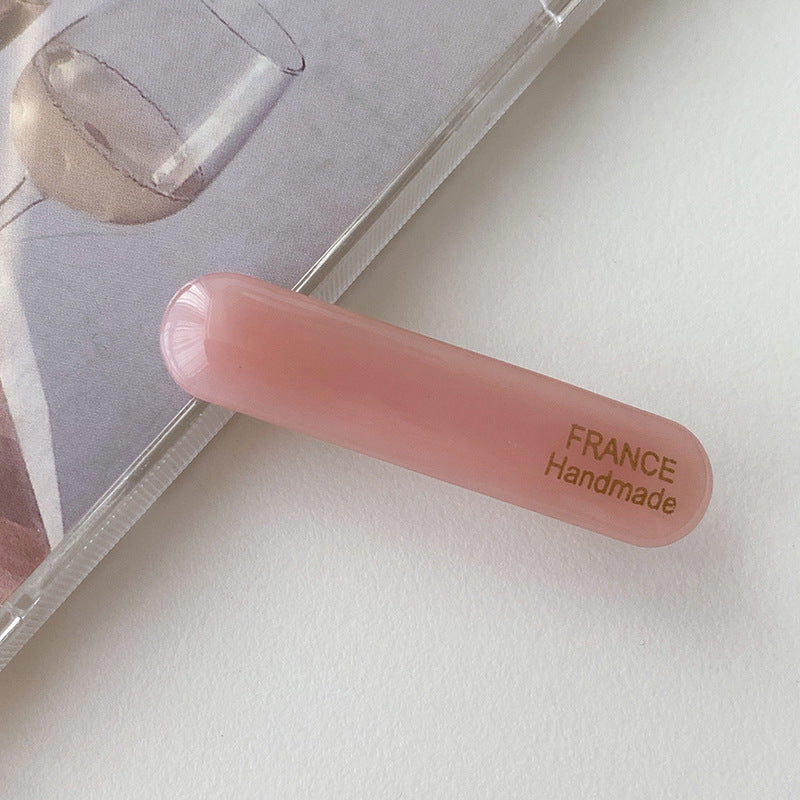 Female Color Oval Acetate Hair Clip Bar Shaped Clip