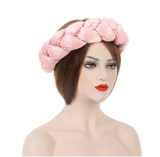 Satin Multicolor Perm Drill New Twist Braid Hairband Hair Ring