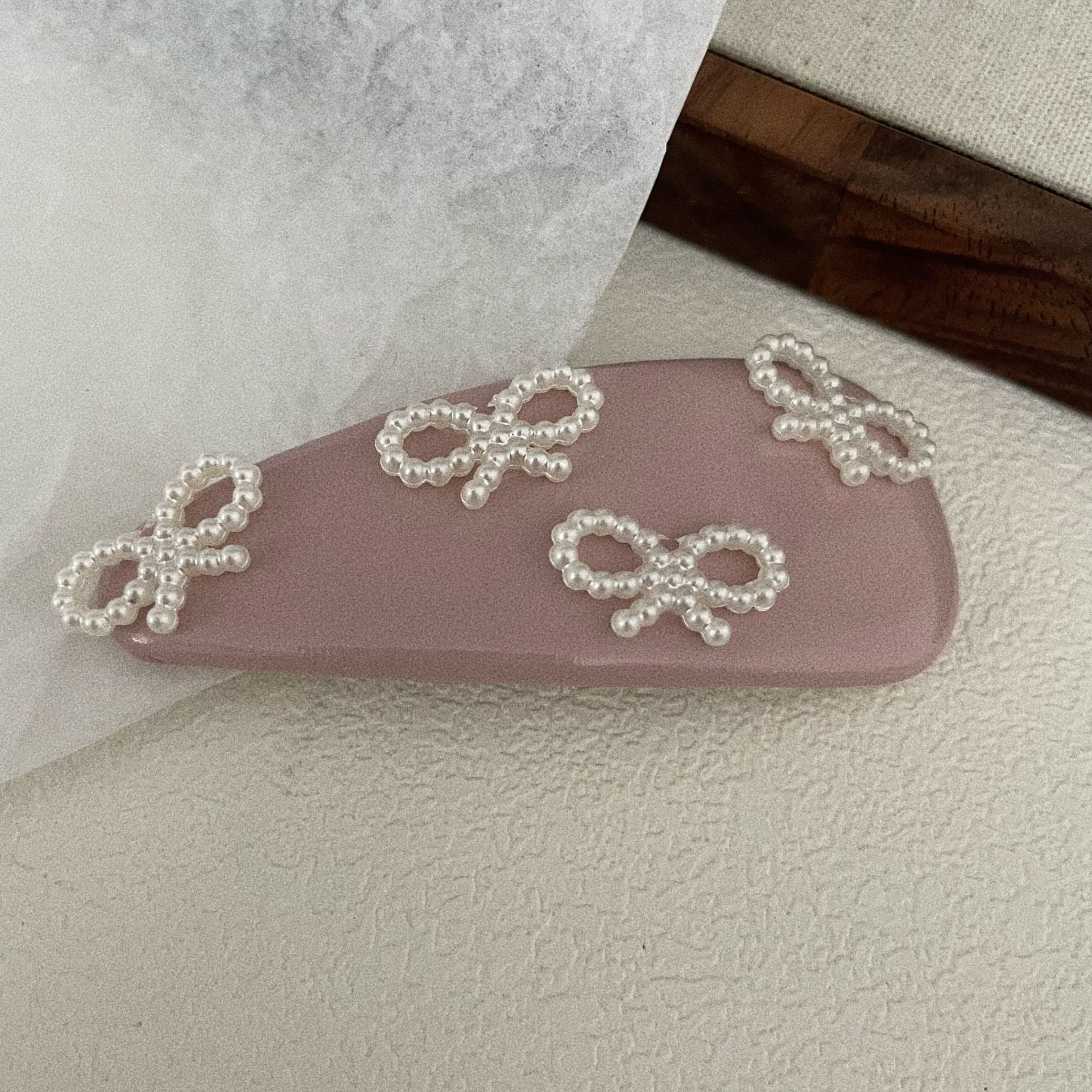 Leather Pearl Barrettes Women's Bow