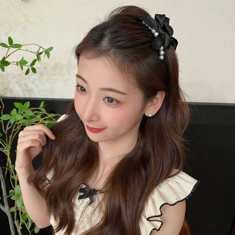 Korean Style Pearl Bow Barrettes Women's Side Bang Clip